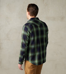 Division Road 348-GRN - Western - 9oz Selvedge Flannel Ombre Check Green