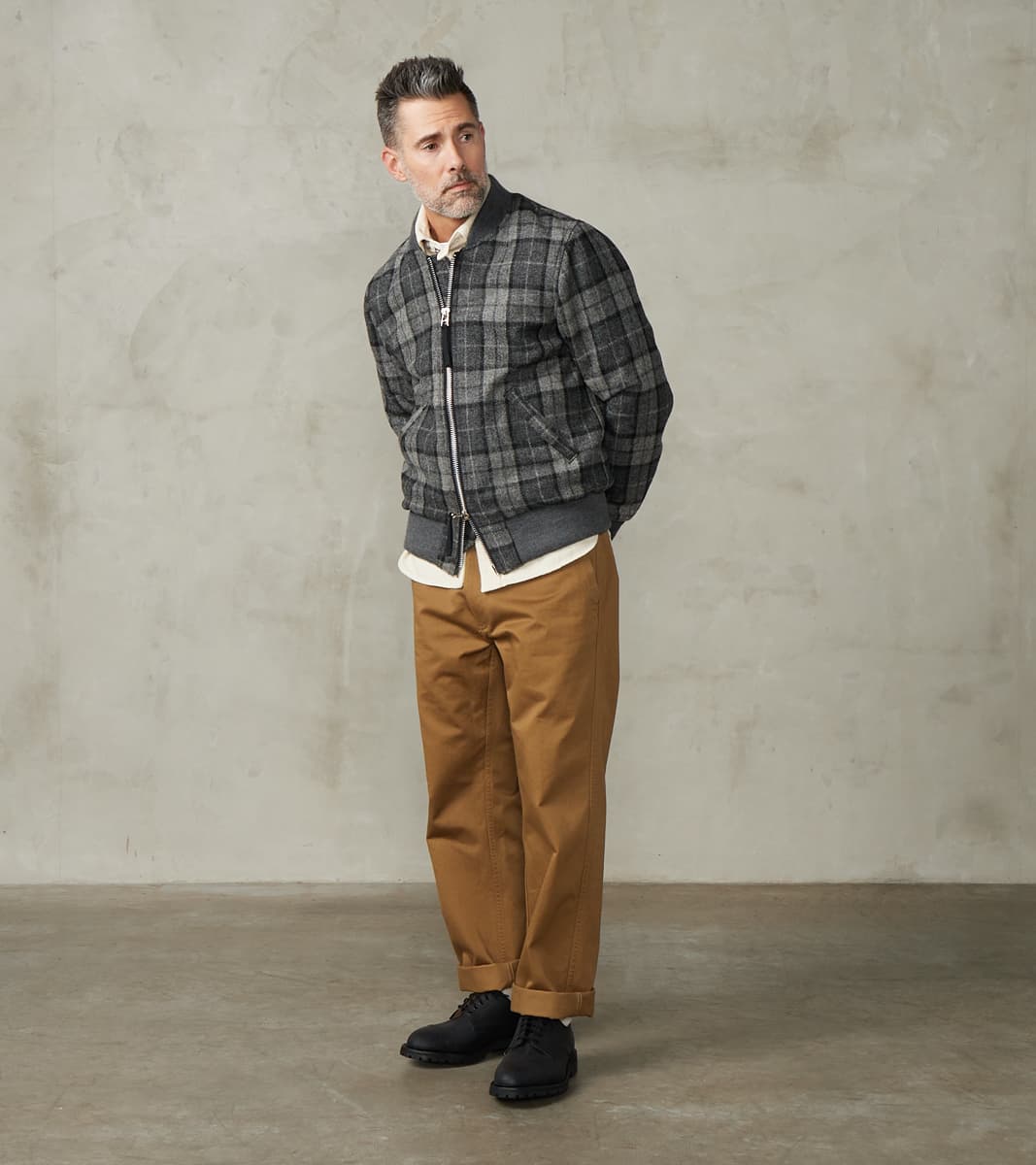 Dehen 1920 x Division Road Flyers Club Bomber - Fox Brothers® Tweed - Slate Grey …