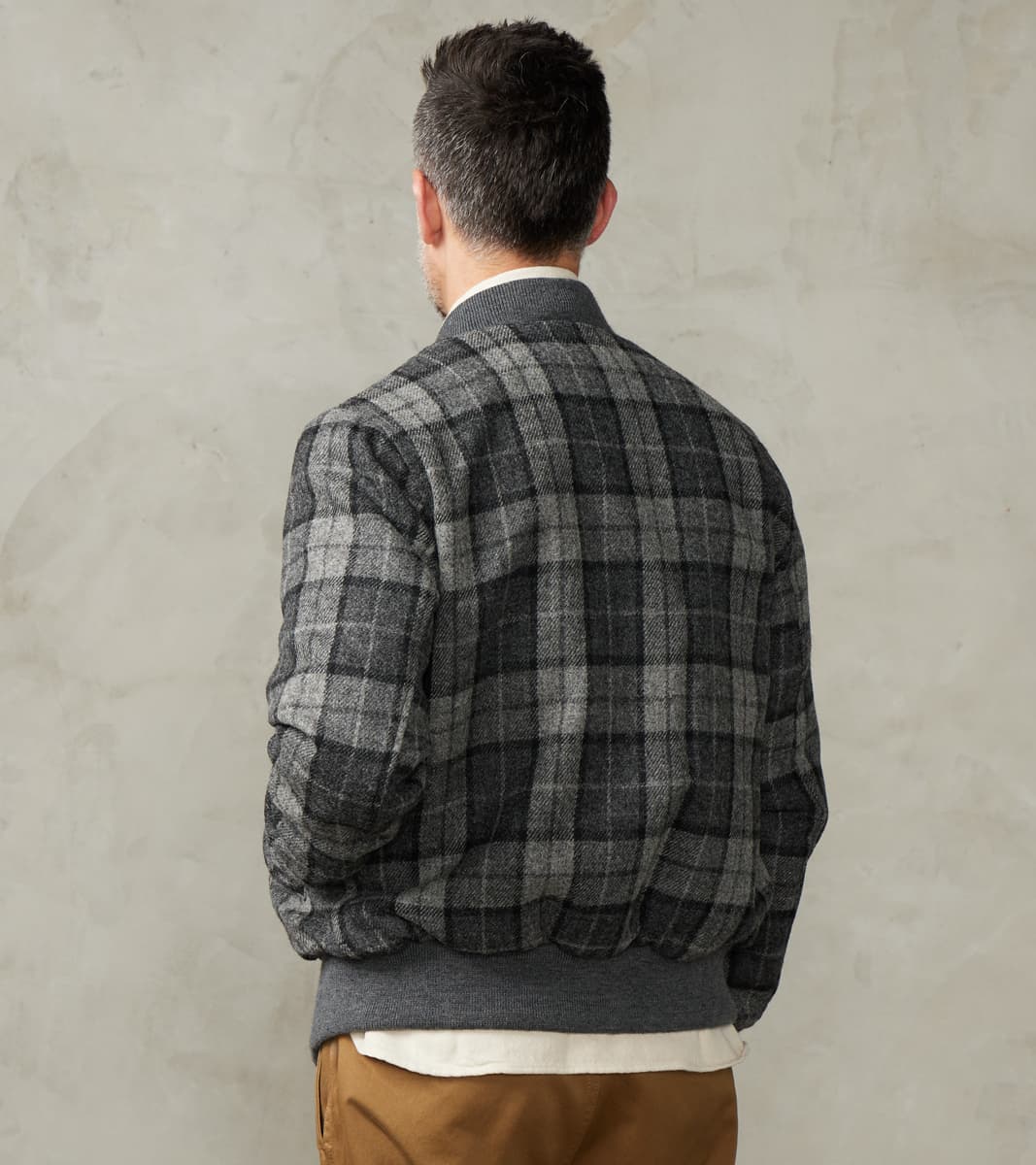 Flyers Club Bomber - Fox Brothers® Tweed - Slate Grey Check