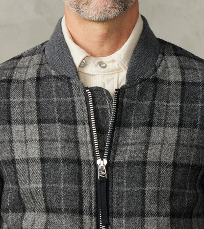 Flyers Club Bomber - Fox Brothers® Tweed - Slate Grey Check