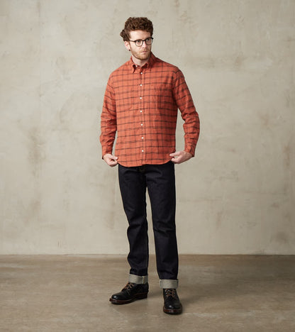 Japanese Slubbed Twill Check Camper - Rust