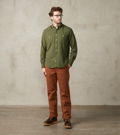 Japanese Glen Plaid Cotton Tweed - Olive & Cedar