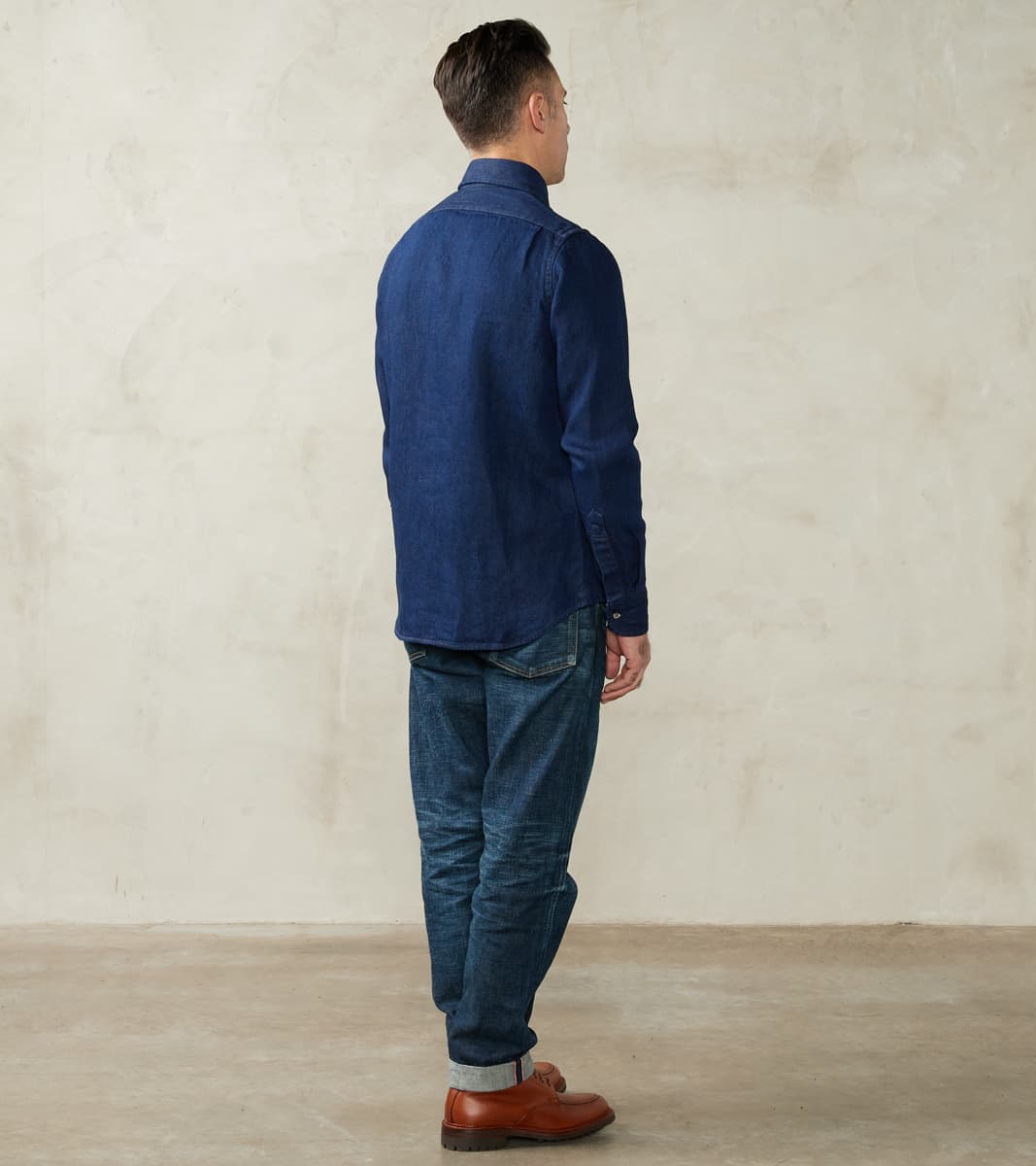 American Camp Shirt - Natural Indigo Linen Cotton Selvedge Denim