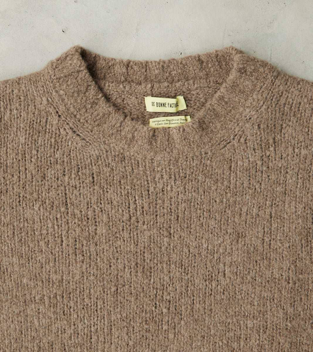 Boucle Wool Crewneck Knit Sweater - Undyed Taupe