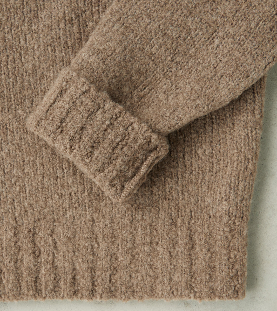 de Bonne Facture Boucle Wool Crewneck Knit Sweater - Undyed Taupe S