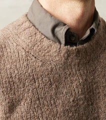 Division Road De Bonne Facture Boucle Wool Crewneck Knit Sweater - Undyed Taupe
