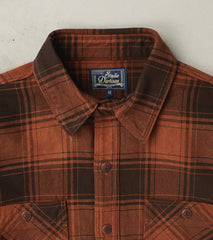 Amami Dorozome Mud Dyed Heavy Flannel Check Workshirt - Brown