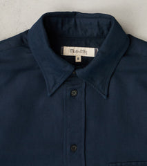 American Camp Shirt - Midnight Japanese Cotton Linen Slub Twill