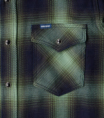 Division Road Products 348-GRN - Western - 9oz Selvedge Flannel Ombre Check Green