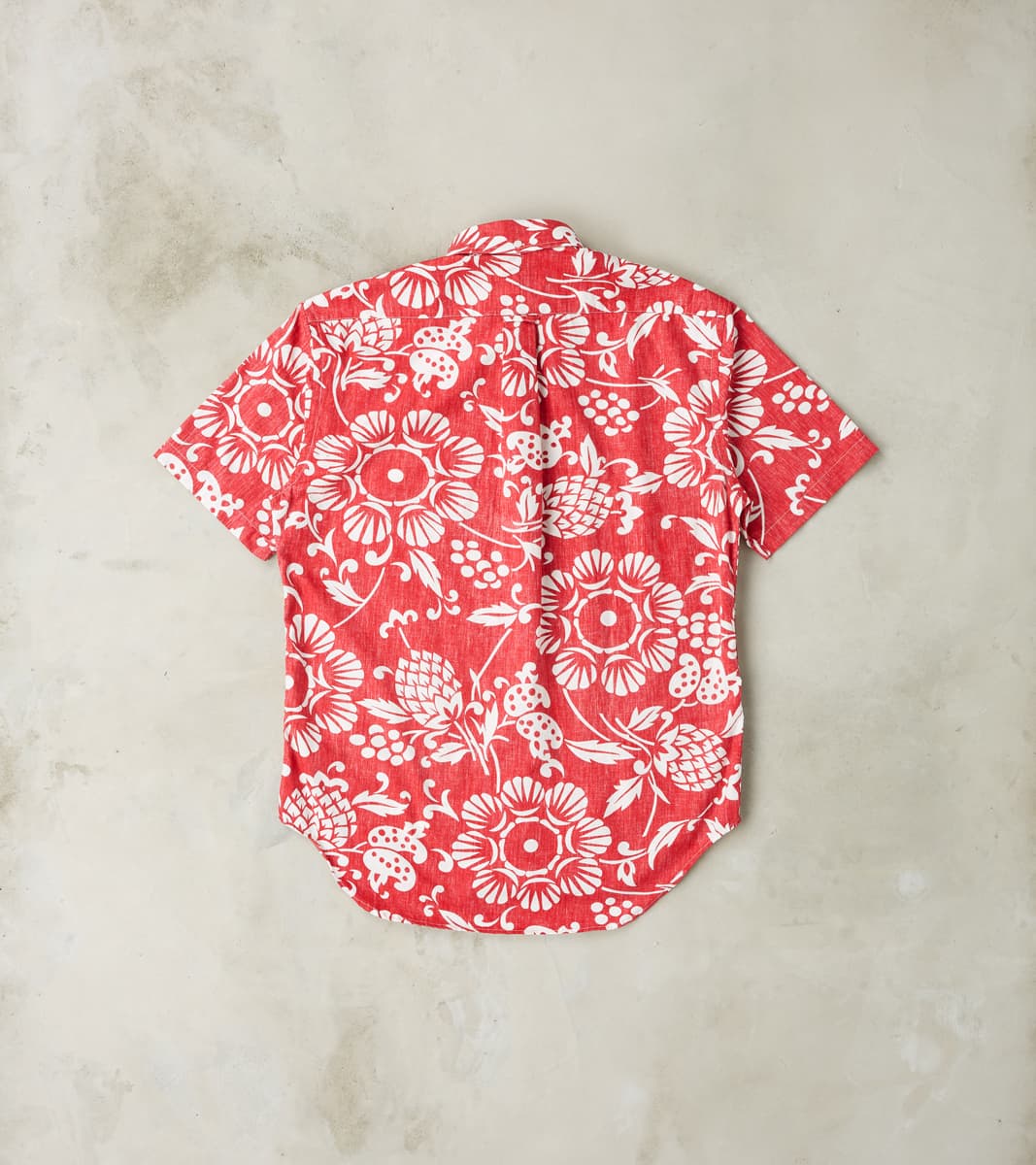 Cotton Textured Red Hibiscus Hawaiian Shirt