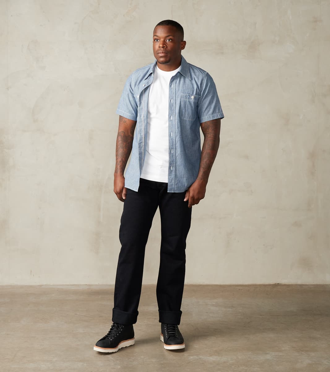 Iron Heart 888SBR-14OD - High Rise Tapered - 14oz Broken Twill Indigo Overdyed Black