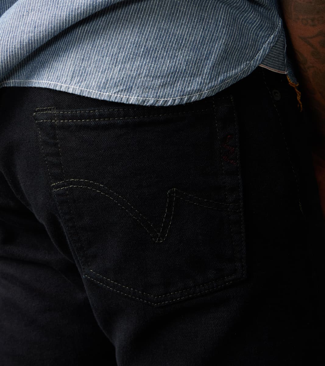 Iron Heart 888SBR-14OD - High Rise Tapered - 14oz Broken Twill Indigo Overdyed Black