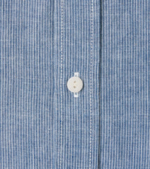 285-PIN - Short Sleeved Work Shirt - 5.5oz Selvedge Pinstripe Chambray Indigo