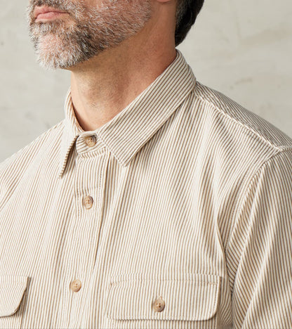 BWS-01 - Work Shirt - 6.5oz Brown & White Stripe Cord