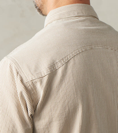 BWS-01 - Work Shirt - 6.5oz Brown & White Stripe Cord