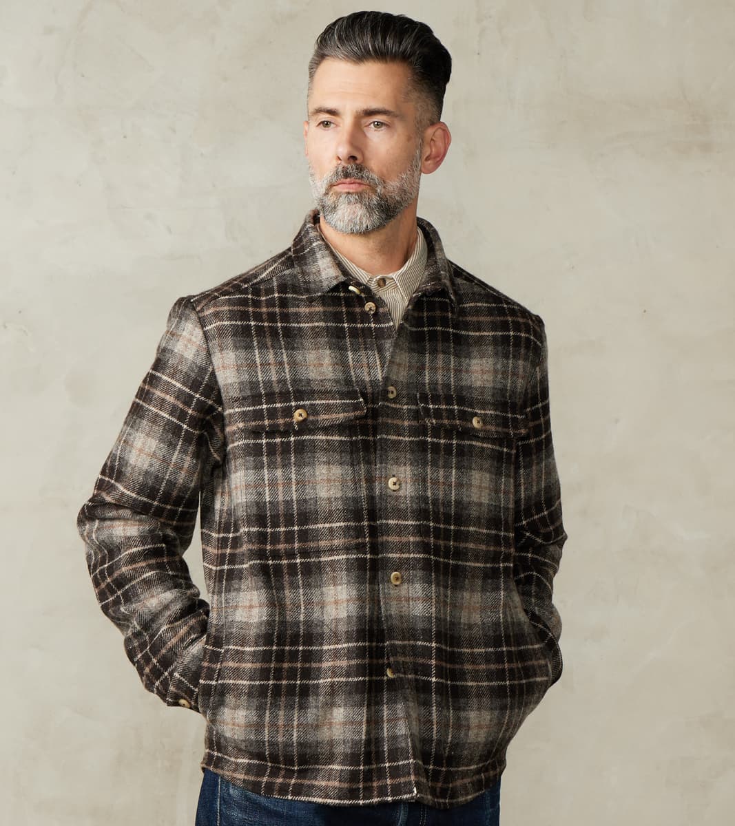 De Bonne Facture Original Sonsie Tweed Wool Overshirt - Undyed Shepherd ...