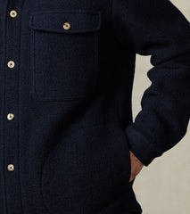 Boiled Wool Overshirt - Navy