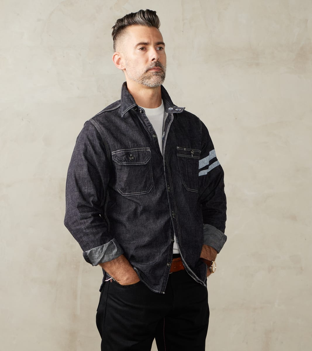 MS044DS - Work Shirt - 8oz Selvedge Denim