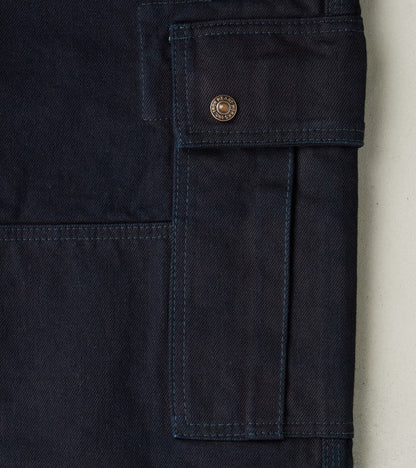 502DR-IB Serviceman - Classic Tapered Cargo - 14oz Indigo x Black