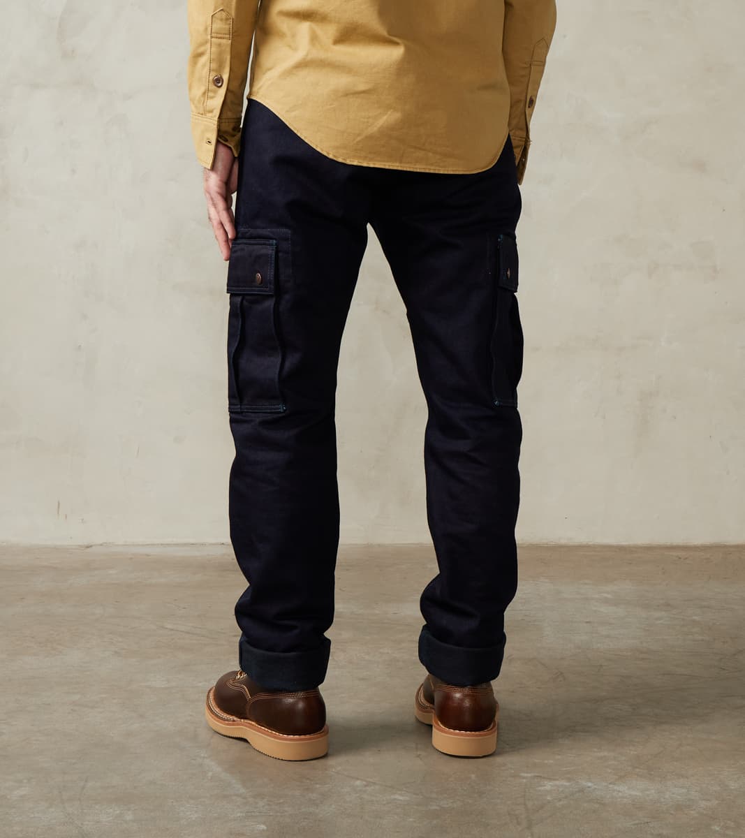 502DR-IB Serviceman - Classic Tapered Cargo - 14oz Indigo x Black