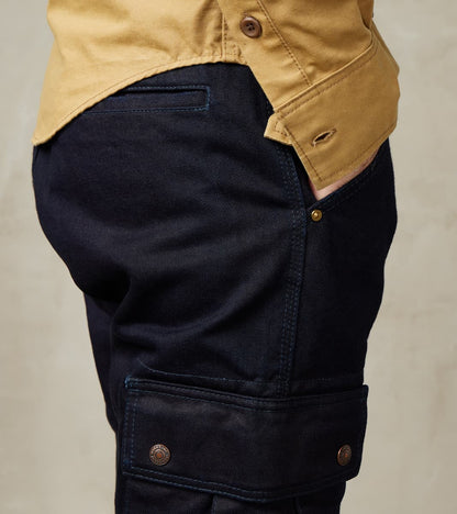 502DR-IB Serviceman - Classic Tapered Cargo - 14oz Indigo x Black