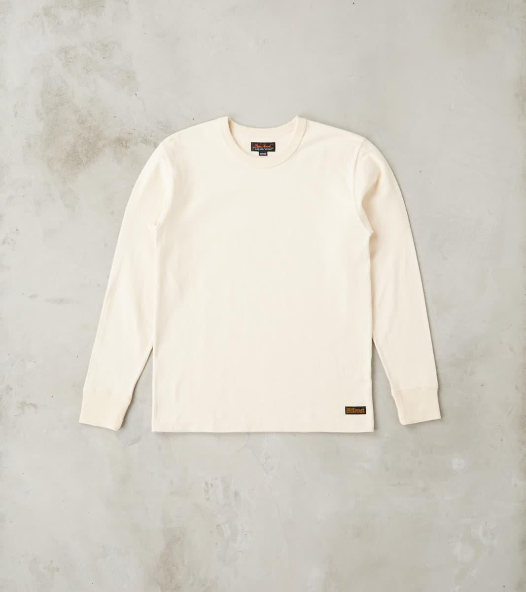 Iron Heart Japanese 11oz Cotton Knit Crew Neck Short Sleeved T-Shirt - Cream