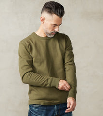 1501-OLV - Long Sleeved Crew Neck Sweater - 11oz Cotton Knit Olive