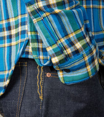 376-BLU - Work Shirt - 12oz Ultra Heavy Flannel Tartan Check Blue