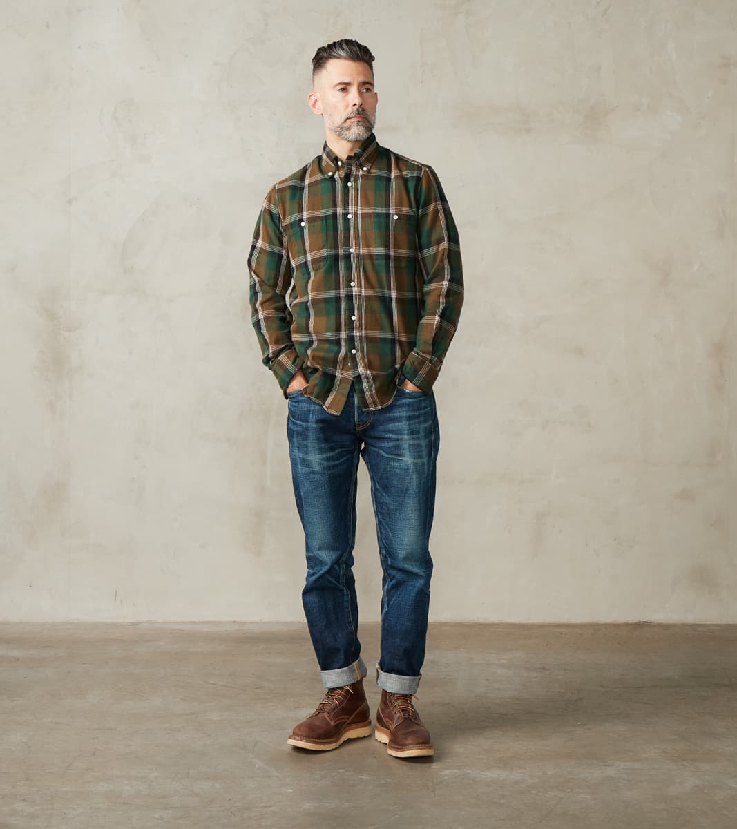 Gitman Vintage Japanese Shaggy Check Flannel - Olive – Division 