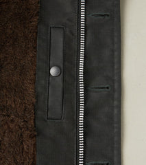 37-BLK - N1 Deck Jacket - 14oz Oiled Black Whipcord & Alpaca Lined
