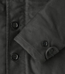 37-BLK - N1 Deck Jacket - 14oz Oiled Black Whipcord & Alpaca Lined