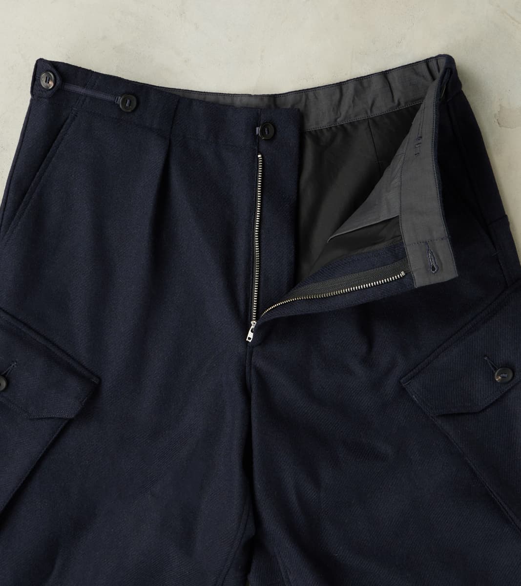 Swiss Army Cargo Trousers - Abraham Moon® Navy Merino Twill