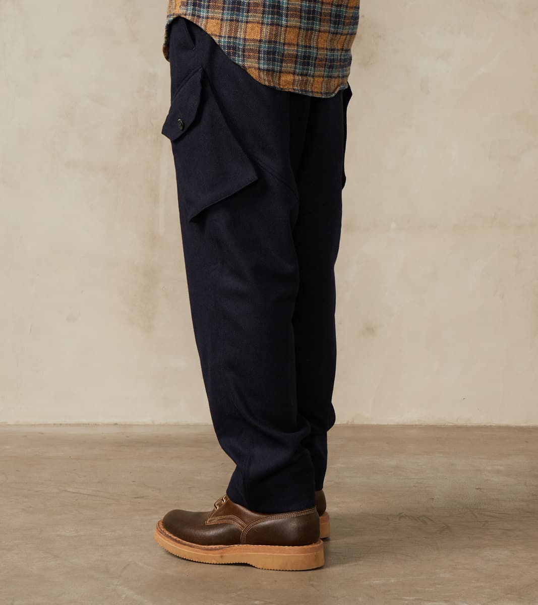 Swiss Army Cargo Trousers - Abraham Moon® Navy Merino Twill