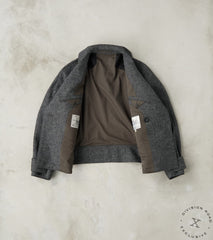 English Aviator Jacket - Fox Brothers® Grey Flannel Tweed Twill