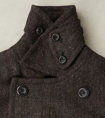 Swiss Army Overcoat - Fox Brothers® Dark Walnut Brown Tweed Twill