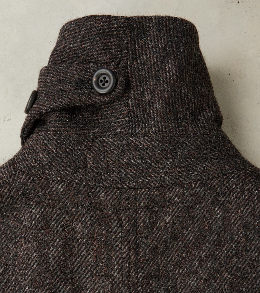 Swiss Army Overcoat - Fox Brothers® Dark Walnut Brown Tweed Twill