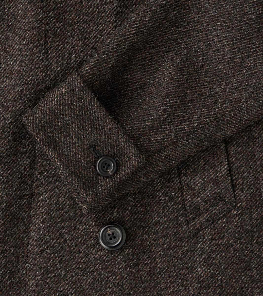 Swiss Army Overcoat - Fox Brothers® Dark Walnut Brown Tweed Twill