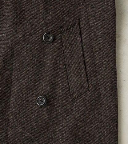 Swiss Army Overcoat - Fox Brothers® Dark Walnut Brown Tweed Twill