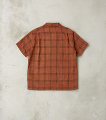 Amami Dorozome Mud Dyed Sashiko Check Short Sleeve Shirt - Brown