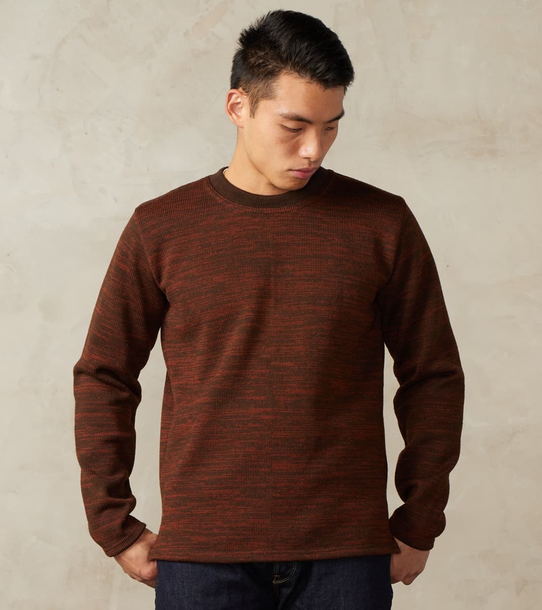 Dehen 1920 x Division Road Crewneck Sweater - Brown & Tobacco Melange