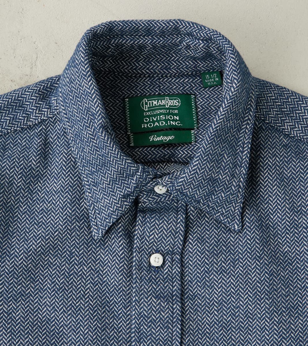 Japanese Herringbone Flannel Camper - Navy