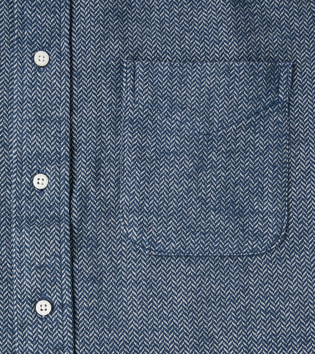 Japanese Herringbone Flannel Camper - Navy