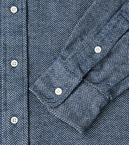 Japanese Herringbone Flannel Camper - Navy