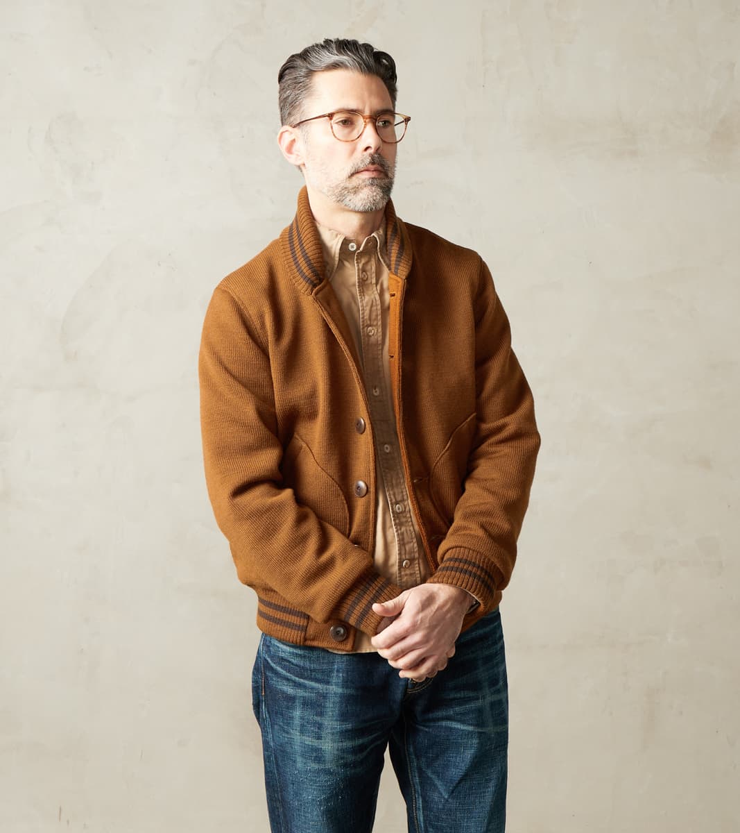 Letterman Club Knit Jacket - Whiskey