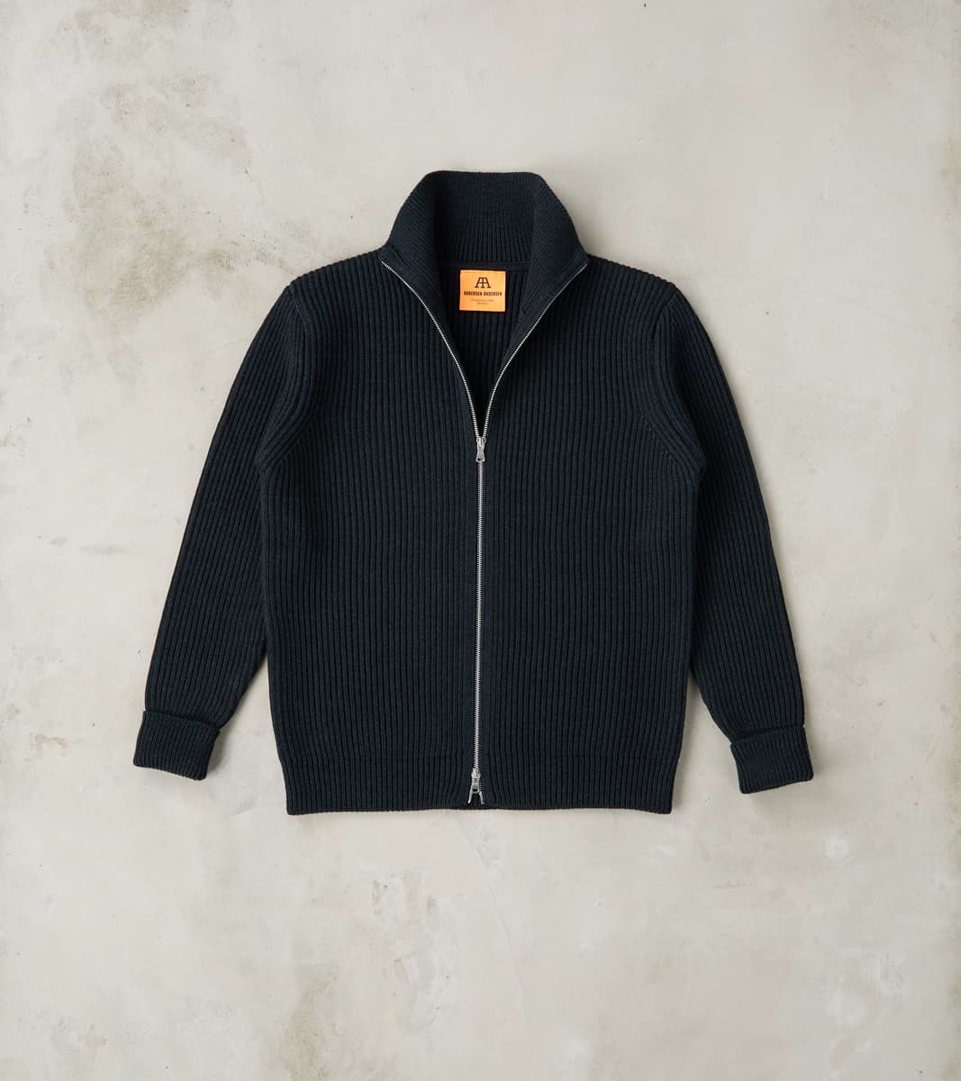 Andersen-Andersen Navy Full Zip Sweater - Dark Indigo