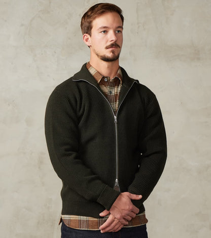 Andersen-Andersen Sailor Full Zip Sweater - Hunting Green