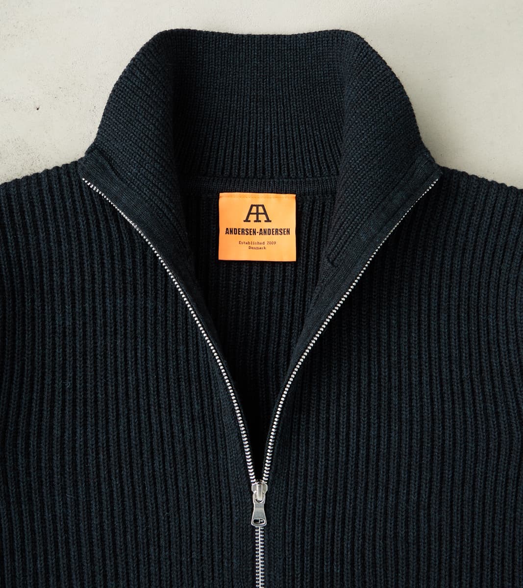 Navy Full Zip Sweater - Dark Indigo