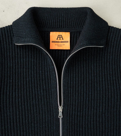 Navy Full Zip Sweater - Dark Indigo