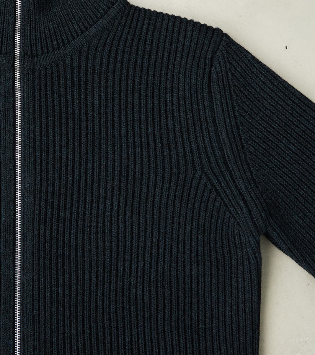 Navy Full Zip Sweater - Dark Indigo