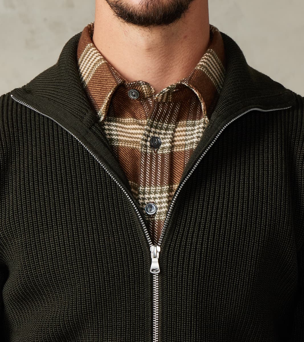 Andersen-Andersen Sailor Full Zip Sweater - Hunting Green